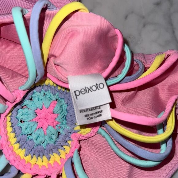 Peixoto Pink Swimsuit with Multicolor Crochet Detail - Picture 3 of 6